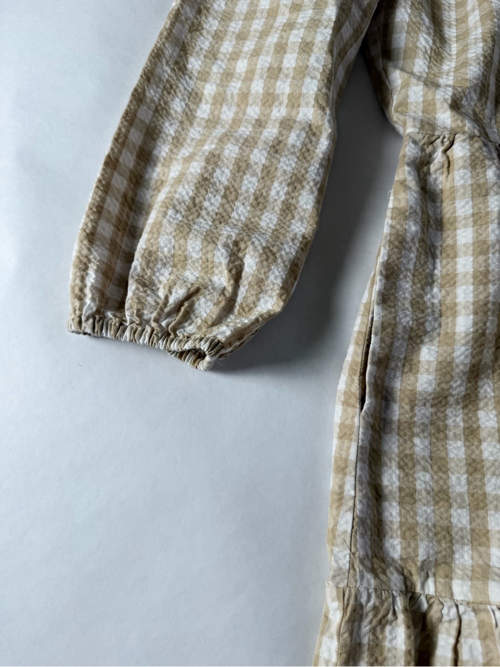 J. Crew Beige and White Gingham Ruffle Midi Dress - Picture 4 of 6